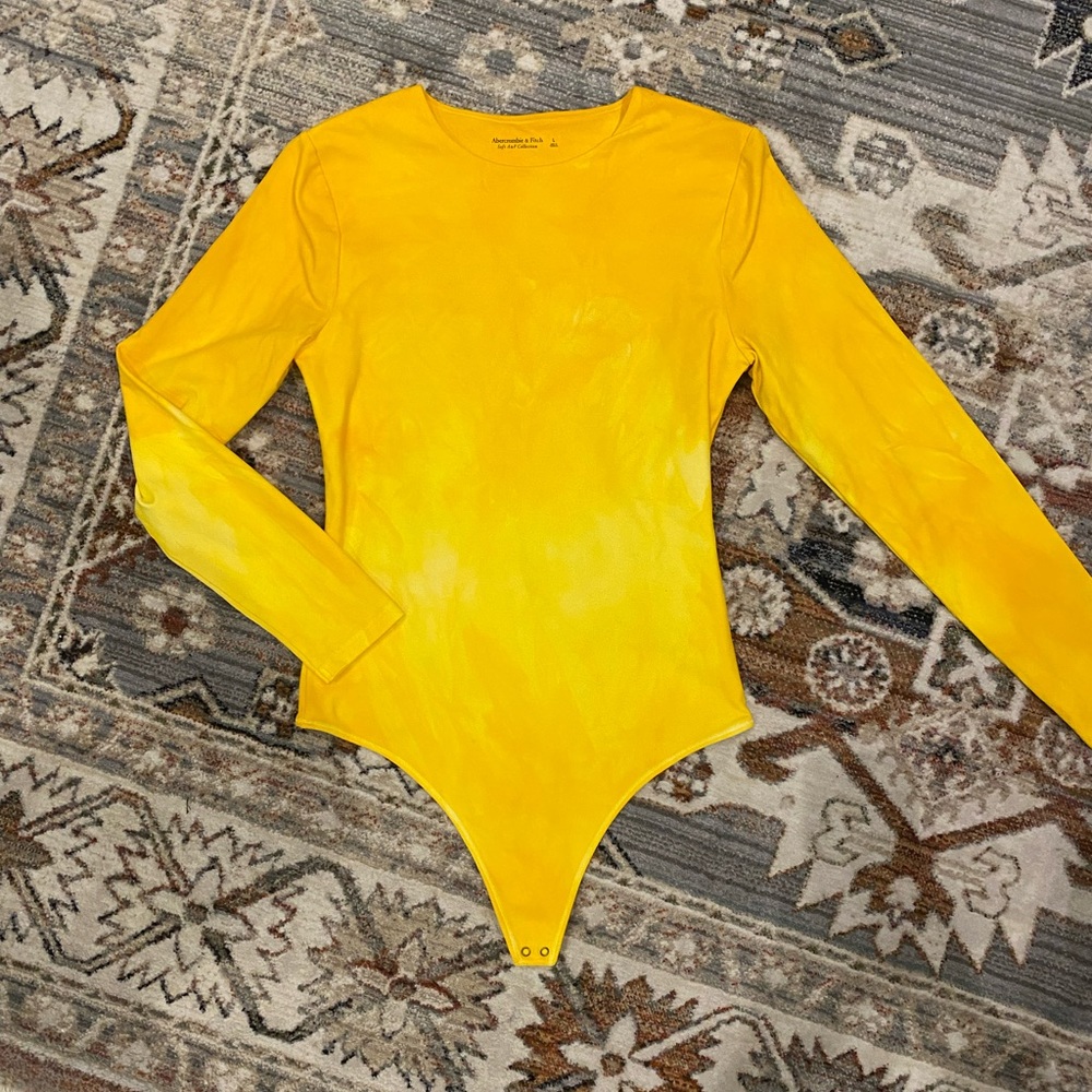 Abercrombie & Fitch Soft Collection Yellow Tie Dye Bodysuit L